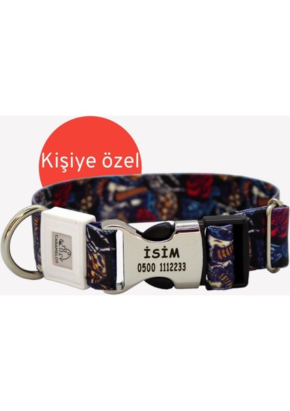 Kişiye Özel Isimli Künyeli Orta ve Büyük Irk Ayarlanabilir Köpek Boyun Tasması 2,5 cm