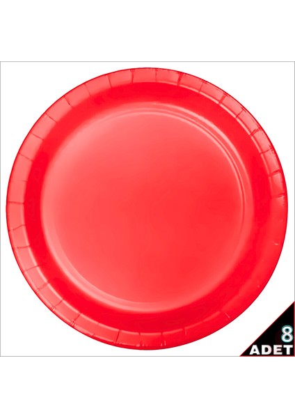 Kırmızı Karton Tabak - 23CM x 8 Adet