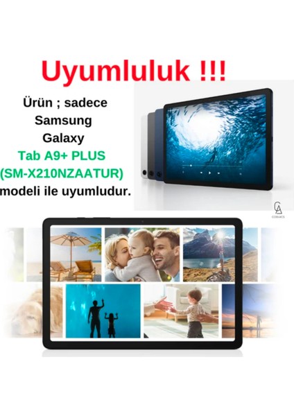 Samsung Galaxy Tab A9+ Plus X210 Fest Tablet Kılıfı Ekran Koruyucu ve Kalem Seti