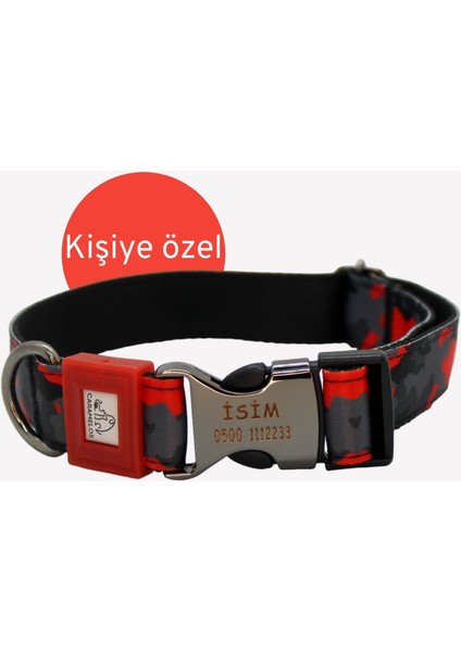 Isimli Kişiye Özel Orta ve Büyük Irk Ayarlanabilir Köpek Boyun Tasması 2,5 cm