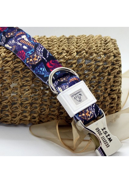 Kişiye Özel Isimli Künyeli Orta ve Büyük Irk Ayarlanabilir Köpek Boyun Tasması 2,5 cm modelleri