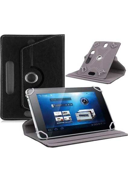 Casper Via S20 Uyumlu 10.1" Dönerli Standlı Deri Tablet Kılıfı - Siyah
