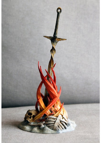 Dark Souls Bonfire Dark Souls Şenlik Ateşi Kılıçlı Dekoratif Masaüstü Obje 15CM