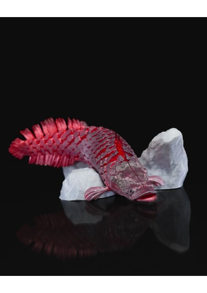 Pirarucu Arapaima Balığı Dekoratif Obje Kırmızı Balık Hareketli Oyuncak 20CM