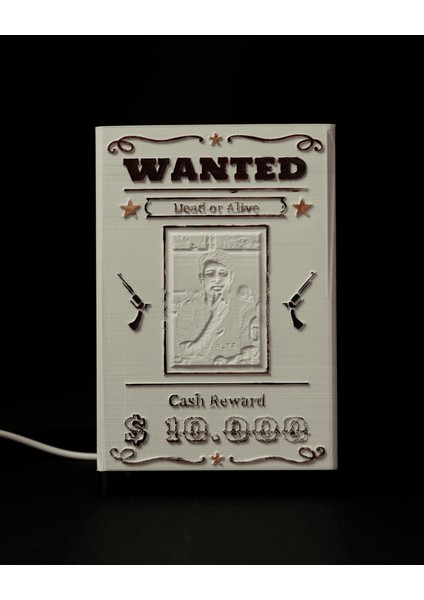 Kişiye Özel Isimli Fotoğraflı Işıklı Wanted Tabela Dekoru Western Işıklı Aranıyor Dekoru fiyatları