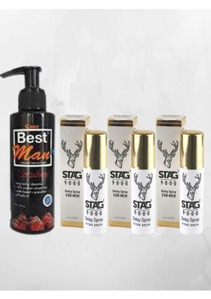 Aşkın Deposu Best Man Lubricant Jel Çilekli 150 ml + 3'lü Stag Sprey