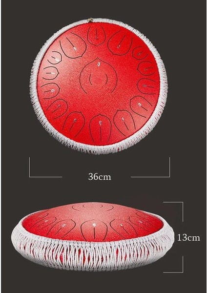 Paslanmaz Çelikten 15 Notalı Davul Kırmızı