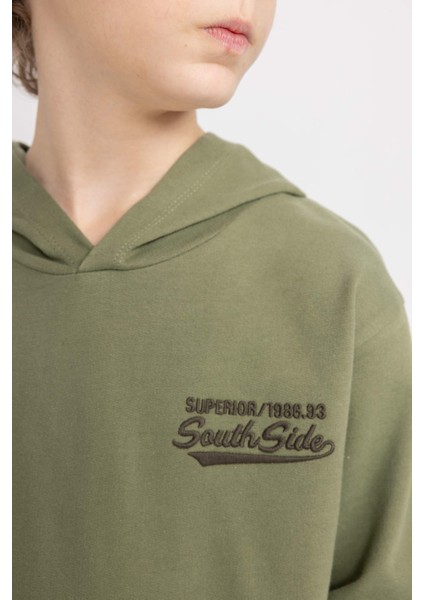 Erkek Çocuk Baskılı Kapüşonlu Sweatshirt Eşofman Altı 2'li Takım B7653A824SP