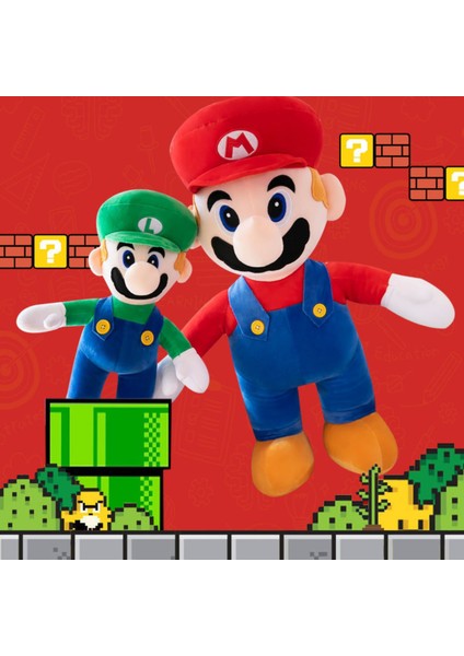 Threemb Toys Süper Mario Yüksek Kalite Peluş Luigi