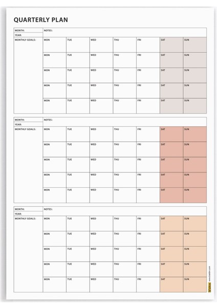 Tarihsiz Üç Aylık Duvar Takvimi Kahverengi Üç Aylık Duvar Planlayıcısı 90 Günlük Takvim 90 Günlük Plan 35 x 50 cm indirimleri