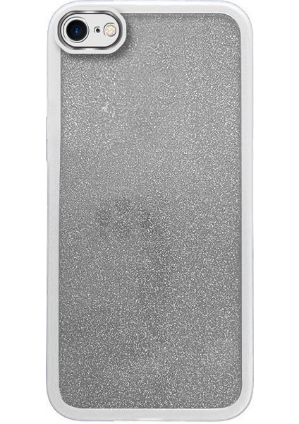 Apple iPhone 8 Uyumlu Kılıf Zebana Işıltım Silikon Kılıf (Kamera Lens Korumalı) Gri