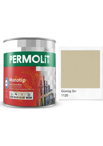 Monotip Astarlı Antipas Boya Gümüş Gri 0.75 Lt.