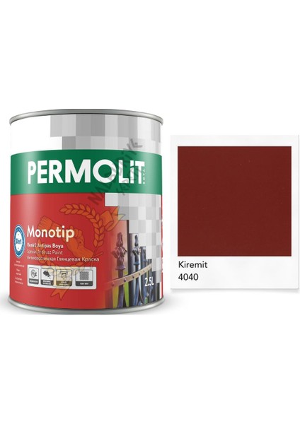 Monotip Astarlı Antipas Boya Kiremit Kırmızı 0.75 Lt.