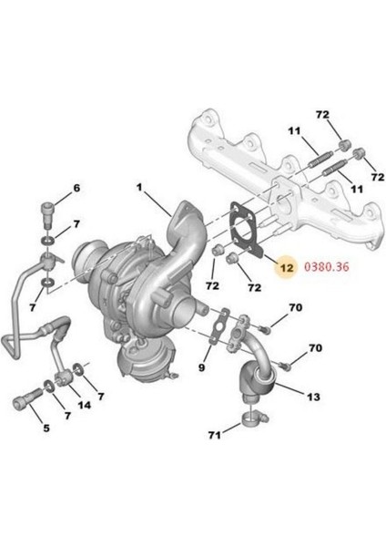 Turbo Contası 208 308 301 Partner Rifter Expert C4 Picasso Elysee Dv6 (038036)