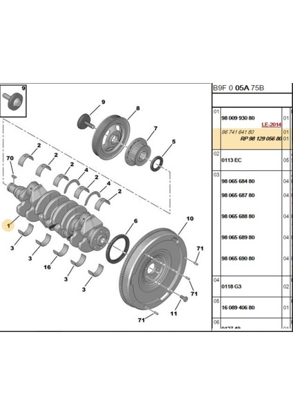 Krank Mili Euro 5 (9812905680-GENMOT1071-1)