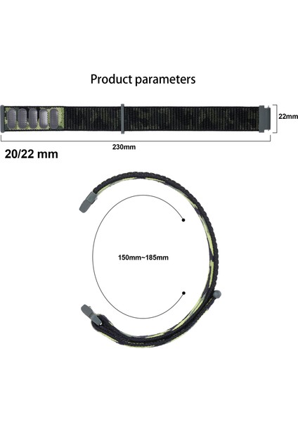 Samsung Galaxy Watch 3 45MM / Garmin Venu 3 Watch Band 22MM Naylon Döngü Kamuflaj Kayışı (Yurt Dışından) fiyatları