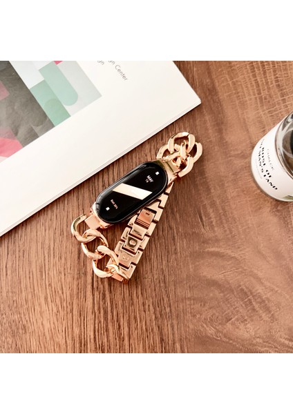 Xiaomi Smart Band 8 Zincir Kayış Çinko Alaşım Metal Saat Bantları (Yurt Dışından)