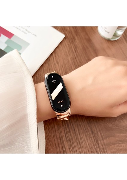 Xiaomi Smart Band 8 Zincir Kayış Çinko Alaşım Metal Saat Bantları (Yurt Dışından) modelleri