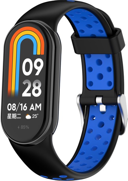 Xiaomi Smart Band 8 Izle Kayışları Paslanmaz Çelik Konektörlü Çift Renkli Silikon Bant (Yurt Dışından) fiyatları