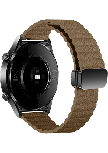 Samsung Gear S3 Classic / Garmin Vivoactive 4 Manyetik Saat Band 22MM Deri Kayış (Yurt Dışından)