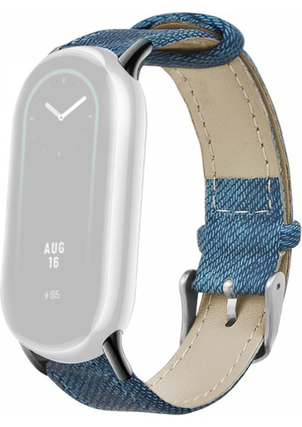 Xiaomi Smart Band 8 / Smart Band 8 Nfc Kayış Denim Doku Cowhide Deri Bant (Yurt Dışından)