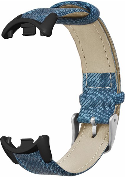 Xiaomi Smart Band 8 / Smart Band 8 Nfc Kayış Denim Doku Cowhide Deri Bant (Yurt Dışından)