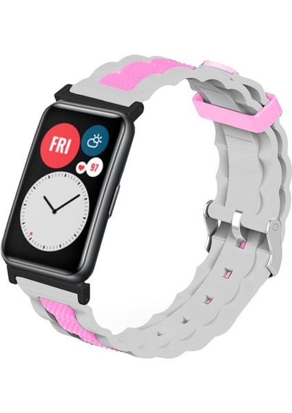 Huawei Watch Fit / Watch Fit Özel Edition Watch Band Çift Renk Dalga Tasarımı Silikon Kayış (Yurt Dışından)