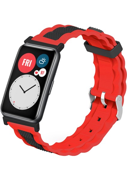 Huawei Watch Fit / Watch Fit Özel Edition Watch Band Çift Renk Dalga Tasarımı Silikon Kayış (Yurt Dışından)