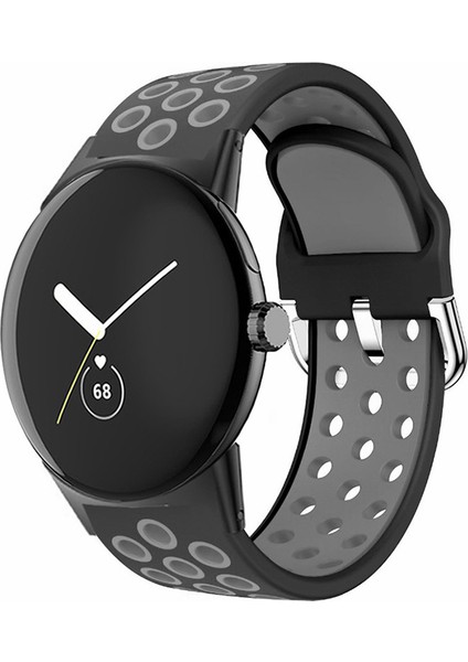 Google Pixel Watch 2 / Pixel Watch Silikon Kayışı Çift Renk Nefes Beklenebilir Saat Bantları (Yurt Dışından)