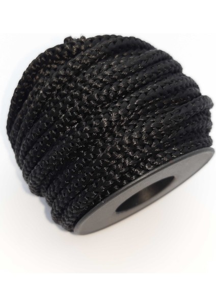 Siyah Renkte 6 mm Polyester 1.kalite Eşofman Kapşon Bağ Ipi (10 Mt)