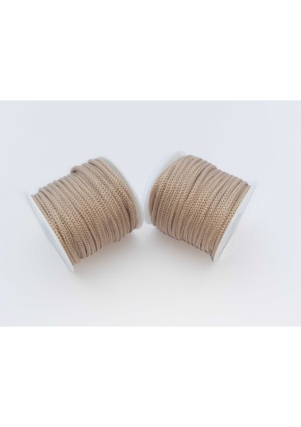 Bej Renkte 3 mm Polyester Makrome , Ayakkabı Bağı, Bileklik Ipi (50 Mt)