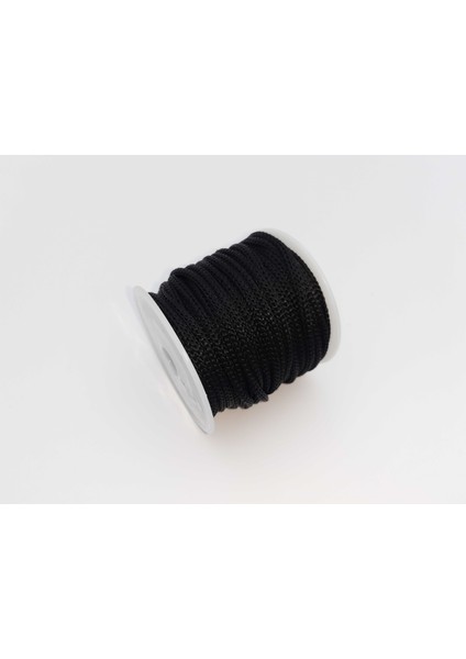 Siyah Renkte 3 mm Polyester Makrome , Ayakkabı Bağı, Bileklik Ipi (50 Mt)