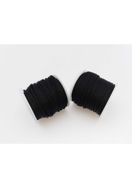 Siyah Renkte 3 mm Polyester Makrome , Ayakkabı Bağı, Bileklik Ipi (50 Mt)