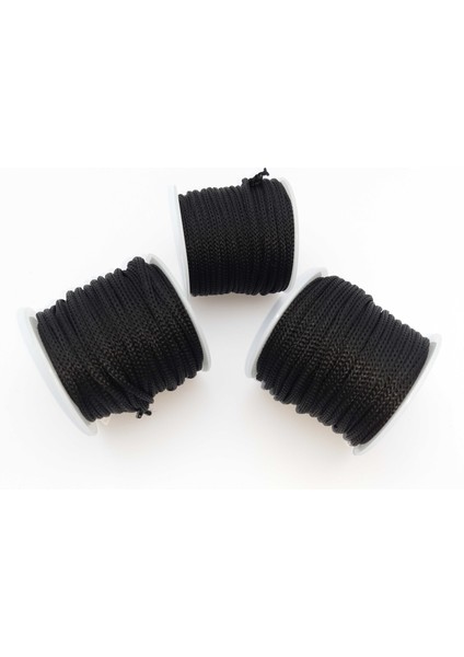 Siyah Renkte 3 mm Polyester Makrome , Ayakkabı Bağı, Bileklik Ipi (50 Mt)