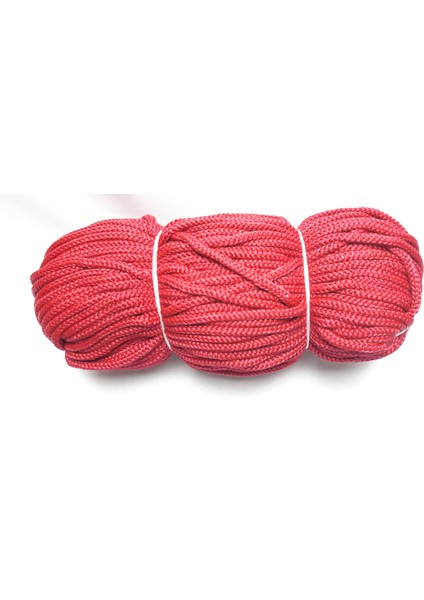 1 Çile 6 mm Kırmızı Polyester Hamak Salıncak Makrome Ip (Takribi 750 Gr)