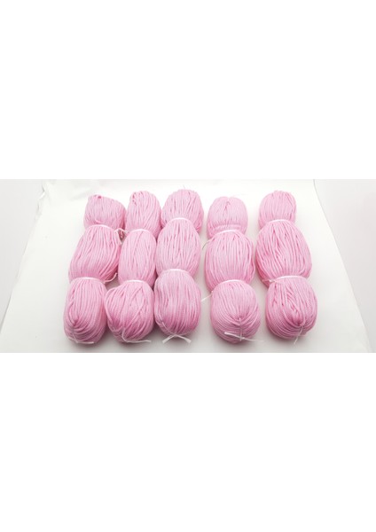 12 No 4 mm Pembe Renk Polyester Makrome Zincir Örme Ipi (1130 Gr)