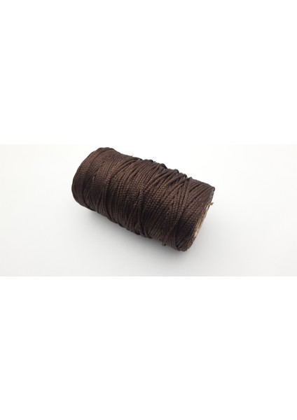 Kahverengi Renkte 3 mm Polyester Makrome Ipi (Makaraya Sarılı Halde 500 Gr. (+/- 25 Gr)