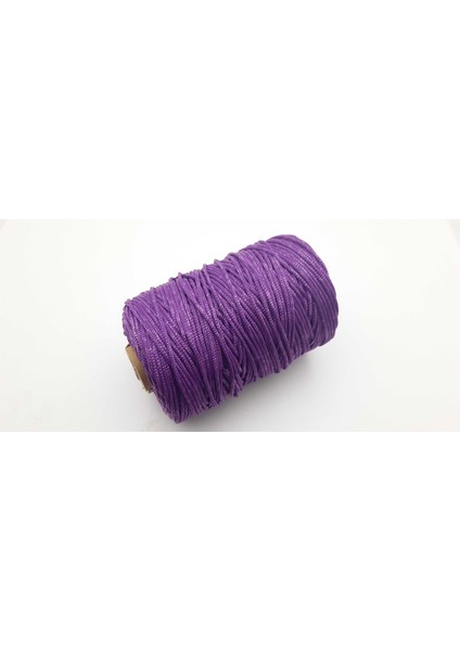 Mor Renkte 3 mm Polyester Makrome Ipi (500 Gr. (+/- 25 Gr) Makaraya Sarılı Halde)