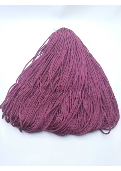 Bordo Renginde 3 mm Polyester Makrome Eşofman Kapşon Bağcık Ipi (10 mt Makaraya Sarılı Halde)