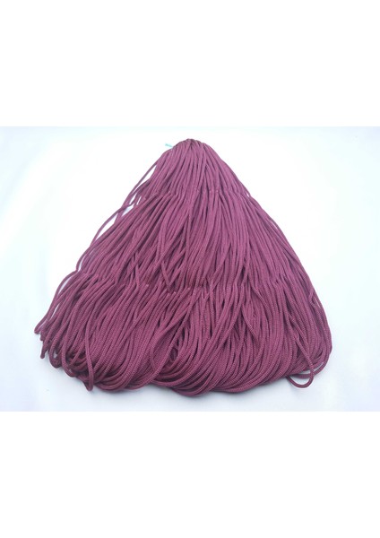 Bordo Renginde 3 mm Polyester Makrome Eşofman Kapşon Bağcık Ipi (10 mt Makaraya Sarılı Halde)