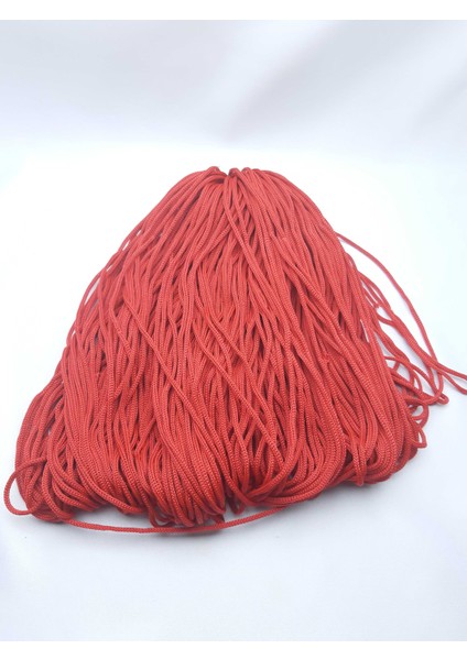 Kırmızı Renkte 3 mm Polyester Makrome Eşofman Kapşon Bağcık Ipi (10 mt Makaraya Sarılı Halde)