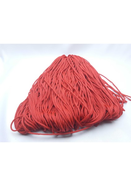 Kırmızı Renkte 3 mm Polyester Makrome Eşofman Kapşon Bağcık Ipi (10 mt Makaraya Sarılı Halde)