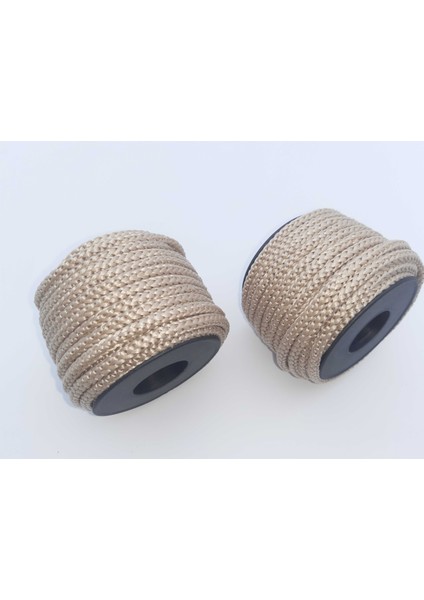 Bej Renkte 6 mm Polyester 1.kalite Eşofman Kapşon Bağ Ipi (20 Mt)
