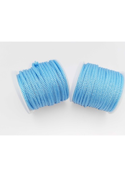 Turkuaz Renkte 3 mm Polyester Makrome , Ayakkabı Bağı, Bileklik Ipi (50 Mt)