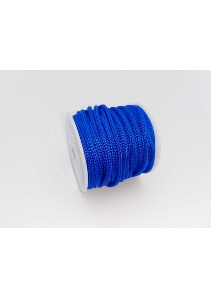 Saks Mavisi Renkte 3 mm Polyester Makrome , Ayakkabı Bağı, Bileklik Ipi (50 Mt)