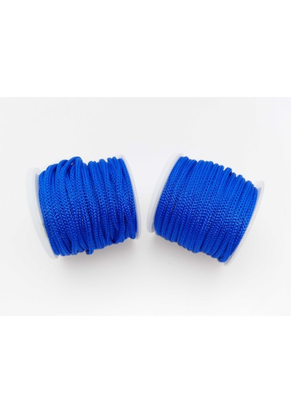 Saks Mavisi Renkte 3 mm Polyester Makrome , Ayakkabı Bağı, Bileklik Ipi (50 Mt)