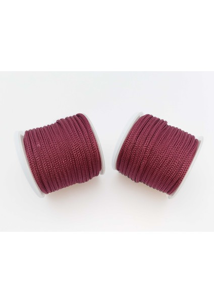 Bordo Renkte 3 mm Polyester Makrome , Ayakkabı Bağı, Bileklik Ipi (50 Mt)