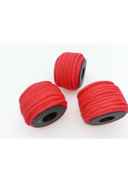Kırmızı Renkte 6 mm Polyester 1.kalite Eşofman Kapşon Bağ Ipi (30 Mt)