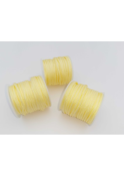 Sarı Renkte 3 mm Polyester Makrome , Ayakkabı Bağı, Bileklik Ipi ( 50 Mt)