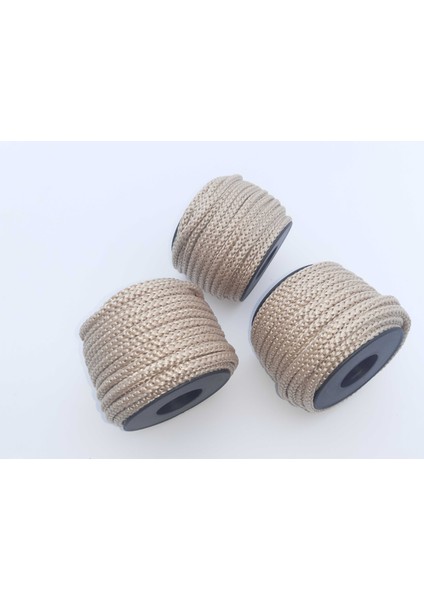 Bej Renkte 6 mm Polyester 1.kalite Eşofman Kapşon Bağ Ipi (30 Mt)